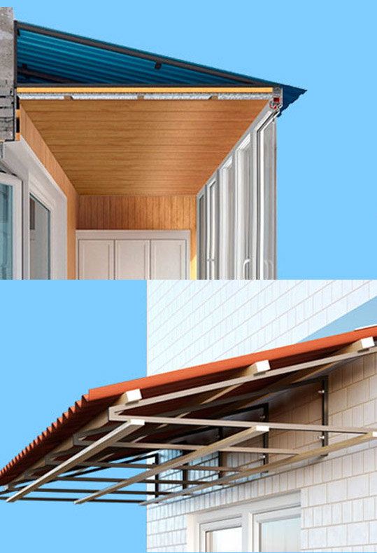 Зависимая и независимая крыши на балкон